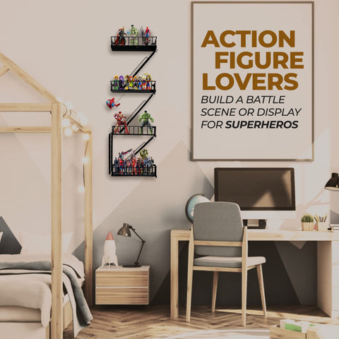 VERSATILE KAS fire escape shelf black metal finish for modern decor.