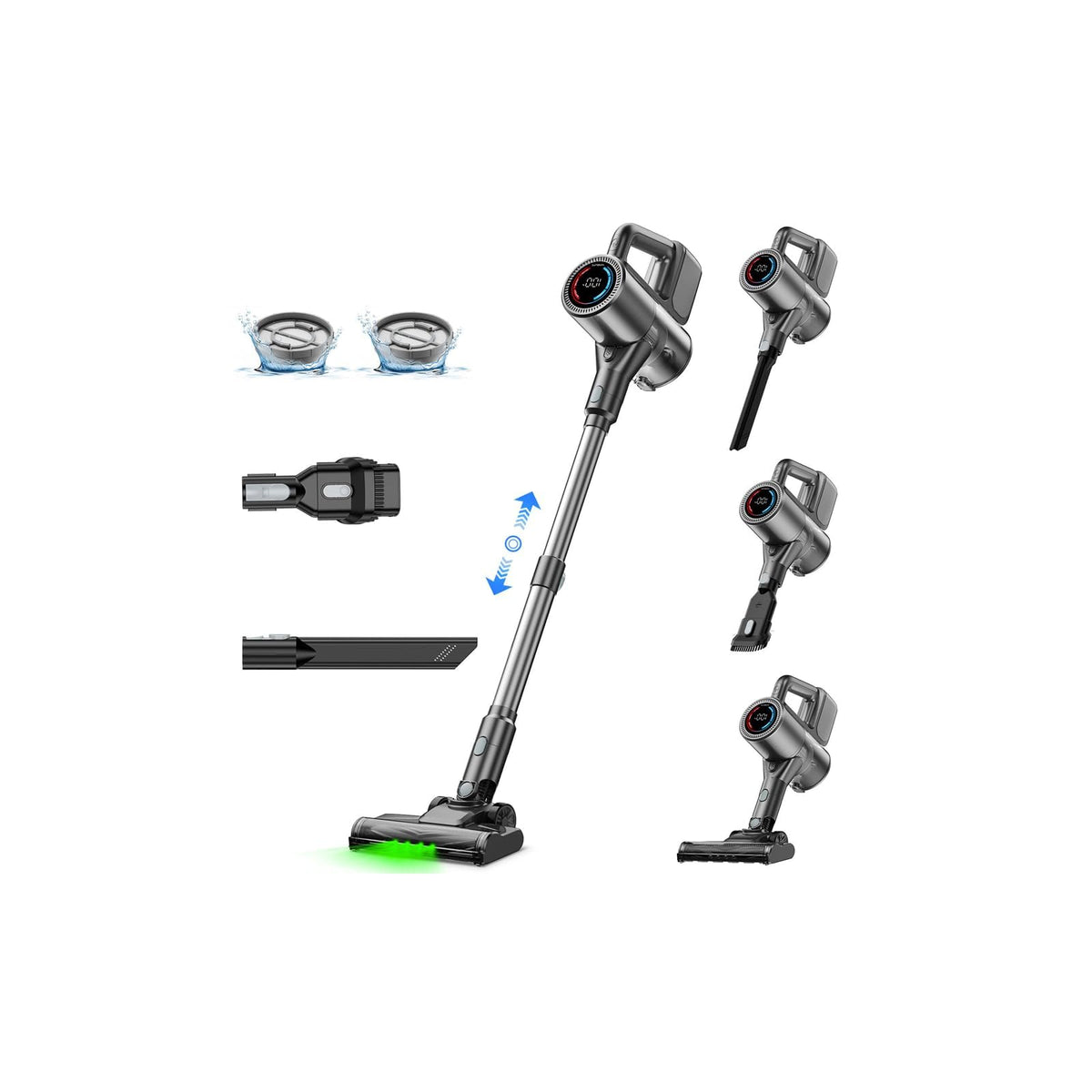 VersLife cordless vacuum 500W suction for deep cleaning on floors and carpets