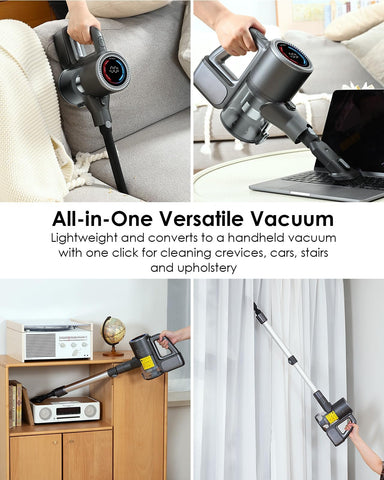 VersLife ergonomic swivel head reaches under furniture for tight spaces