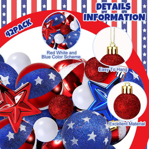 Vertintong patriotic ball ornament in red white blue for simple seasonal decor