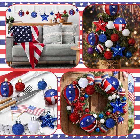 Vertintong US flag theme ball decor for balcony or porch displays
