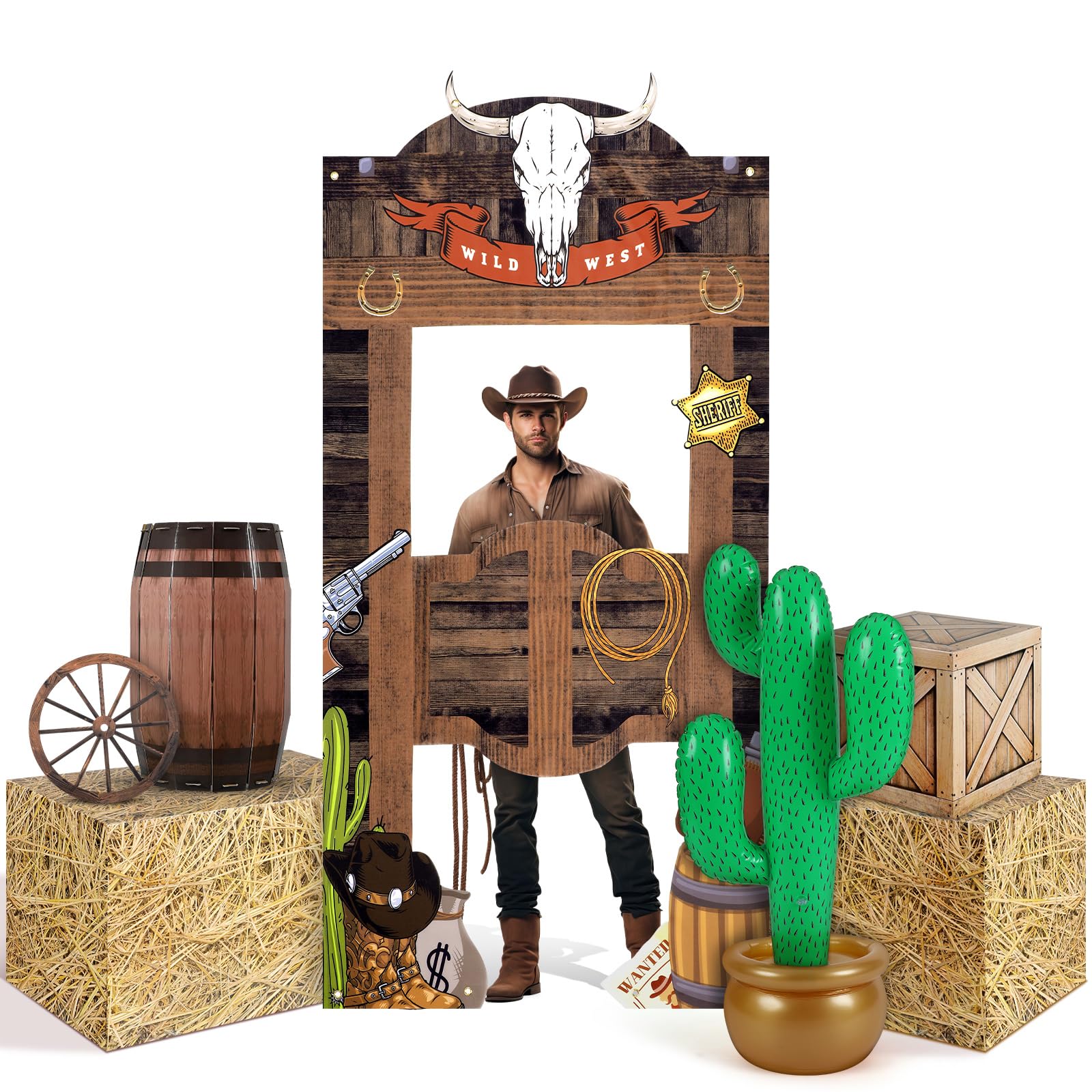 Vertintong western backdrop 5.9x3 ft for rustic party photos and easy setup.