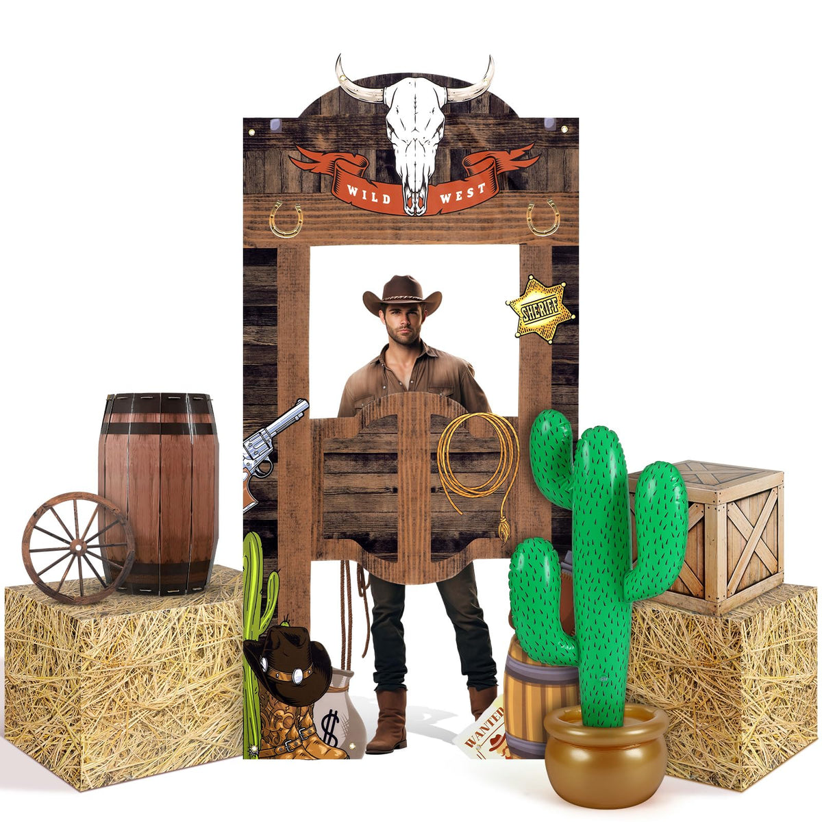 Vertintong western backdrop 5.9x3 ft for rustic party photos and easy setup.