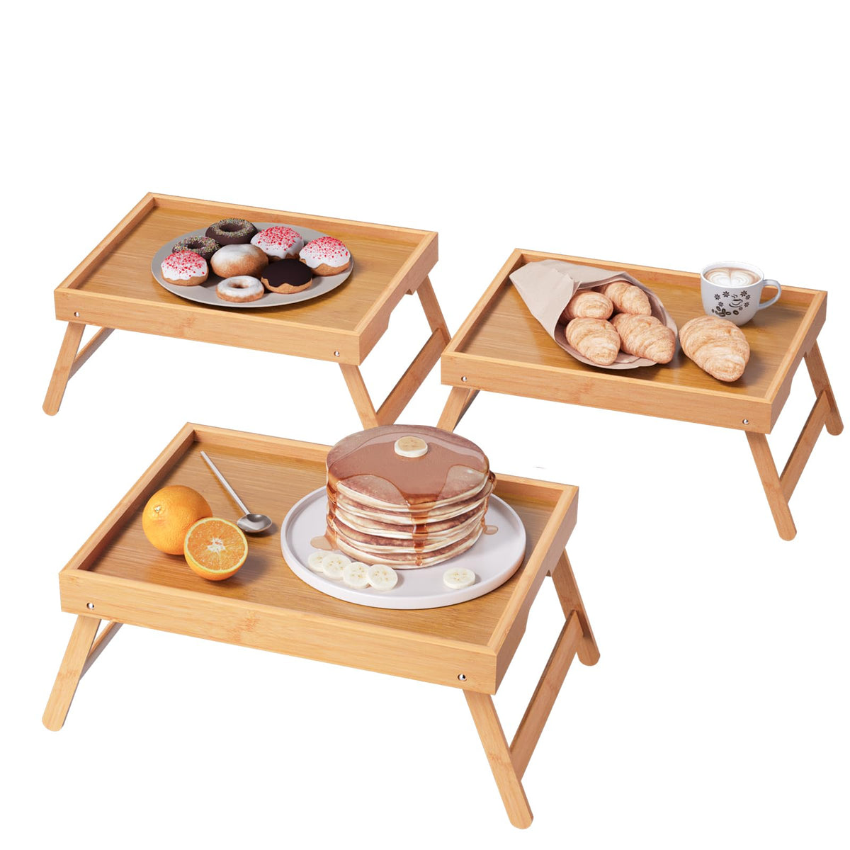 VERTORGAN bamboo bed tray with folding legs for easy bedside meals.