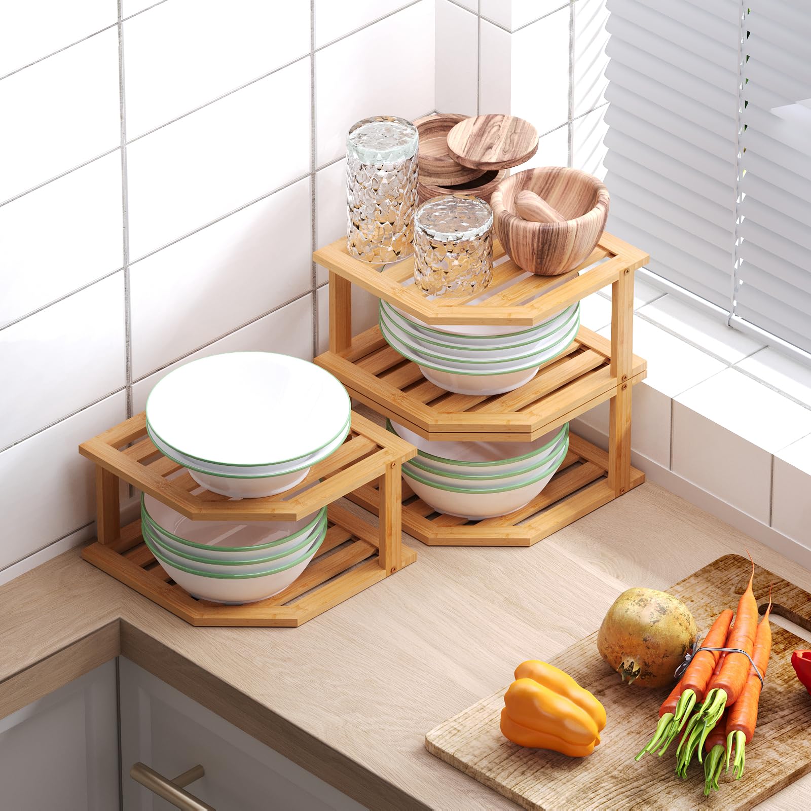 VERTORGAN 2-tier organizer shows tidy cabinet storage