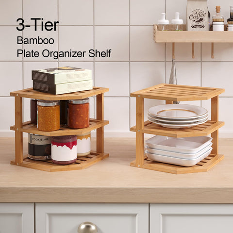 VERTORGAN bamboo kitchen spice rack on countertop for easy access
