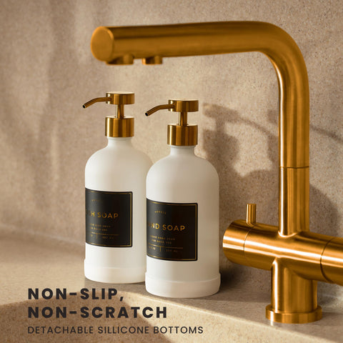 Verute dish soap dispenser amber bottle keeps countertops tidy and stylish