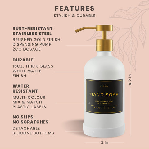 Verute glass bottle set two pack offers cohesive look for baths and kitchens