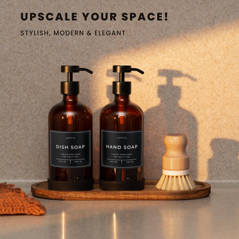 Verute glass bottles amber collection set for bathroom or kitchen