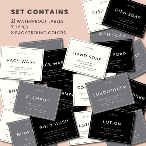 Verute hand soap label closeup highlights clear, legible text options.