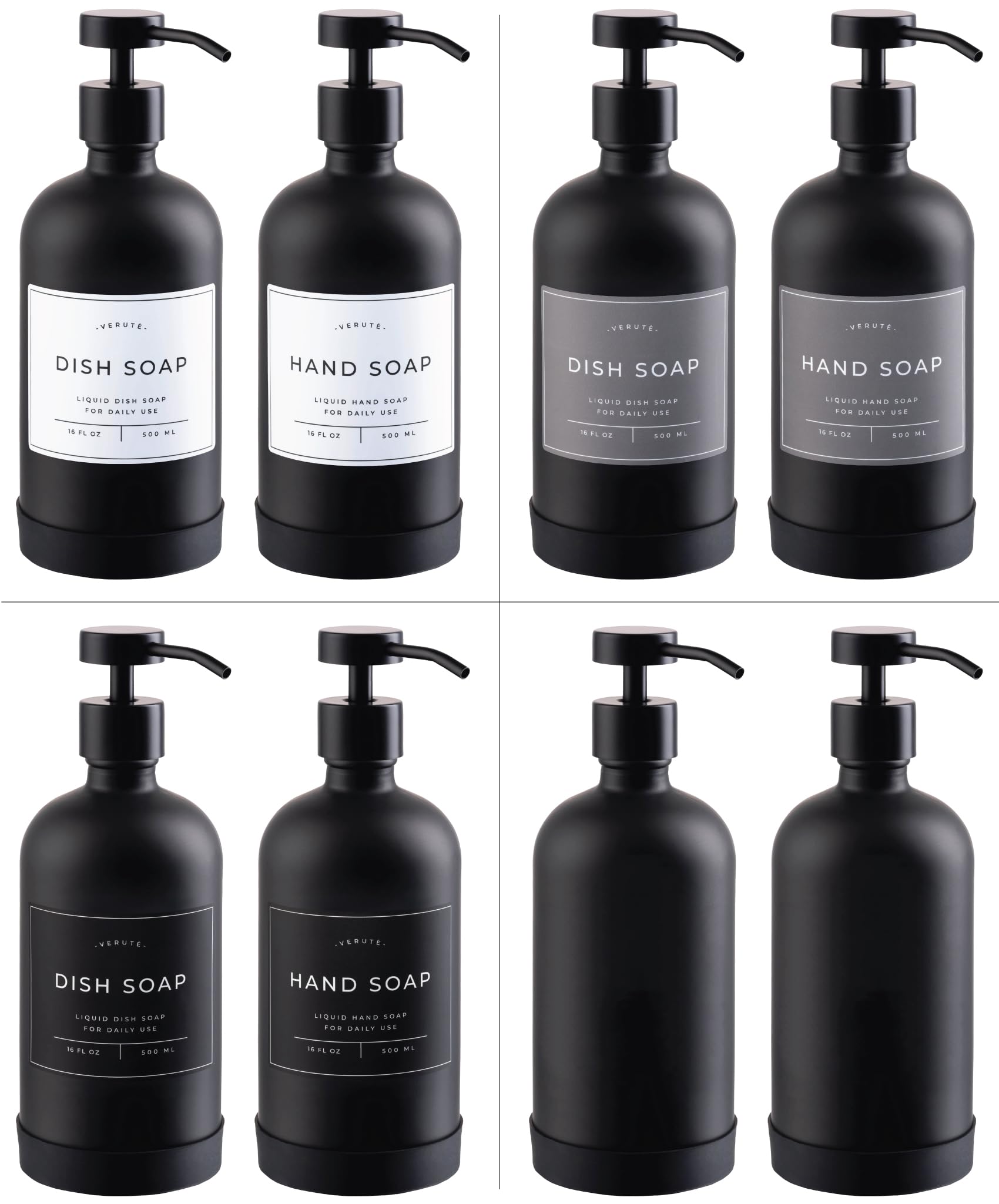Verute HAND SOAP label on bottle ensures quick identification.