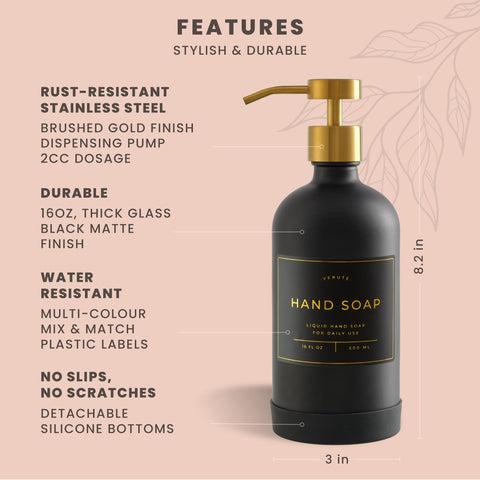 Verute two-bottle set displayed in kitchen and bathroom setups