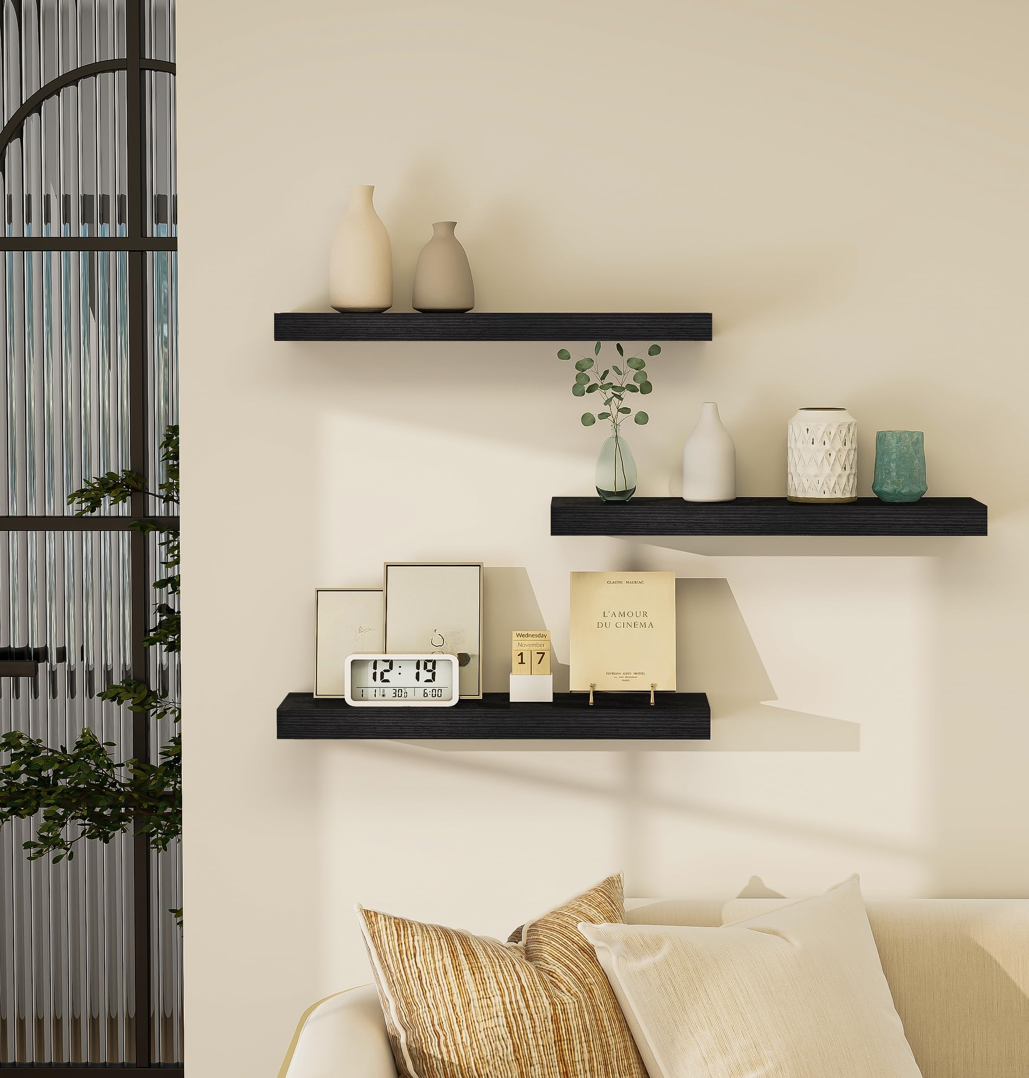 Vervida bedroom shelving frees desk space and frames keepsakes