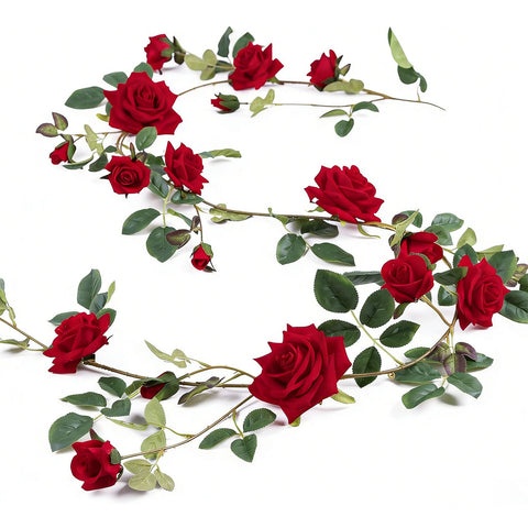Veryhome Rose Vine garland 6ft with lifelike blooms for elegant decor
