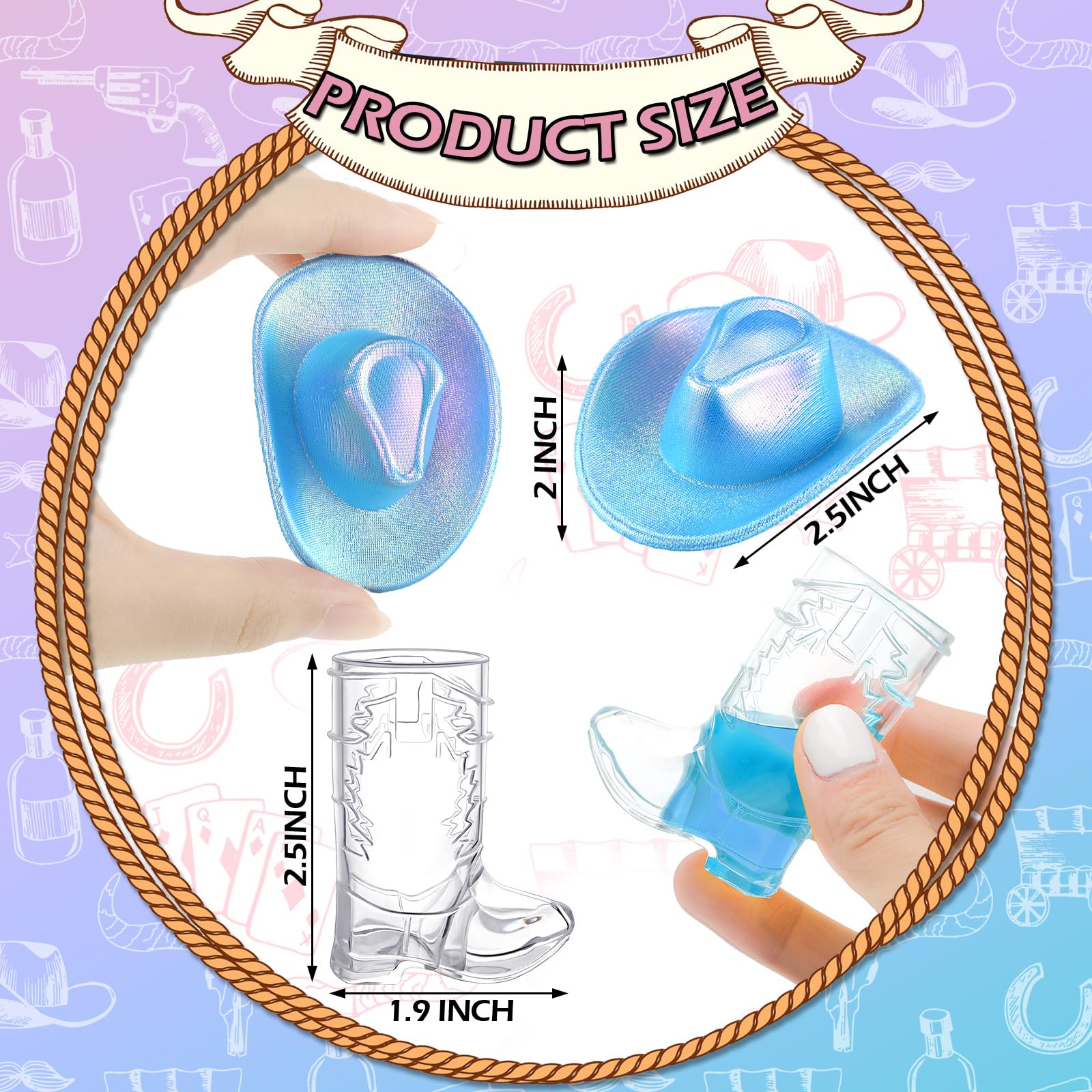 Vesici clear boot shot glasses add playful western flair to drinks.