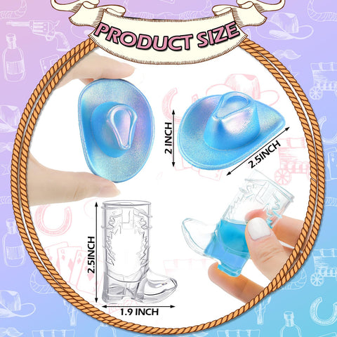 Vesici clear boot shot glasses add playful western flair to drinks.