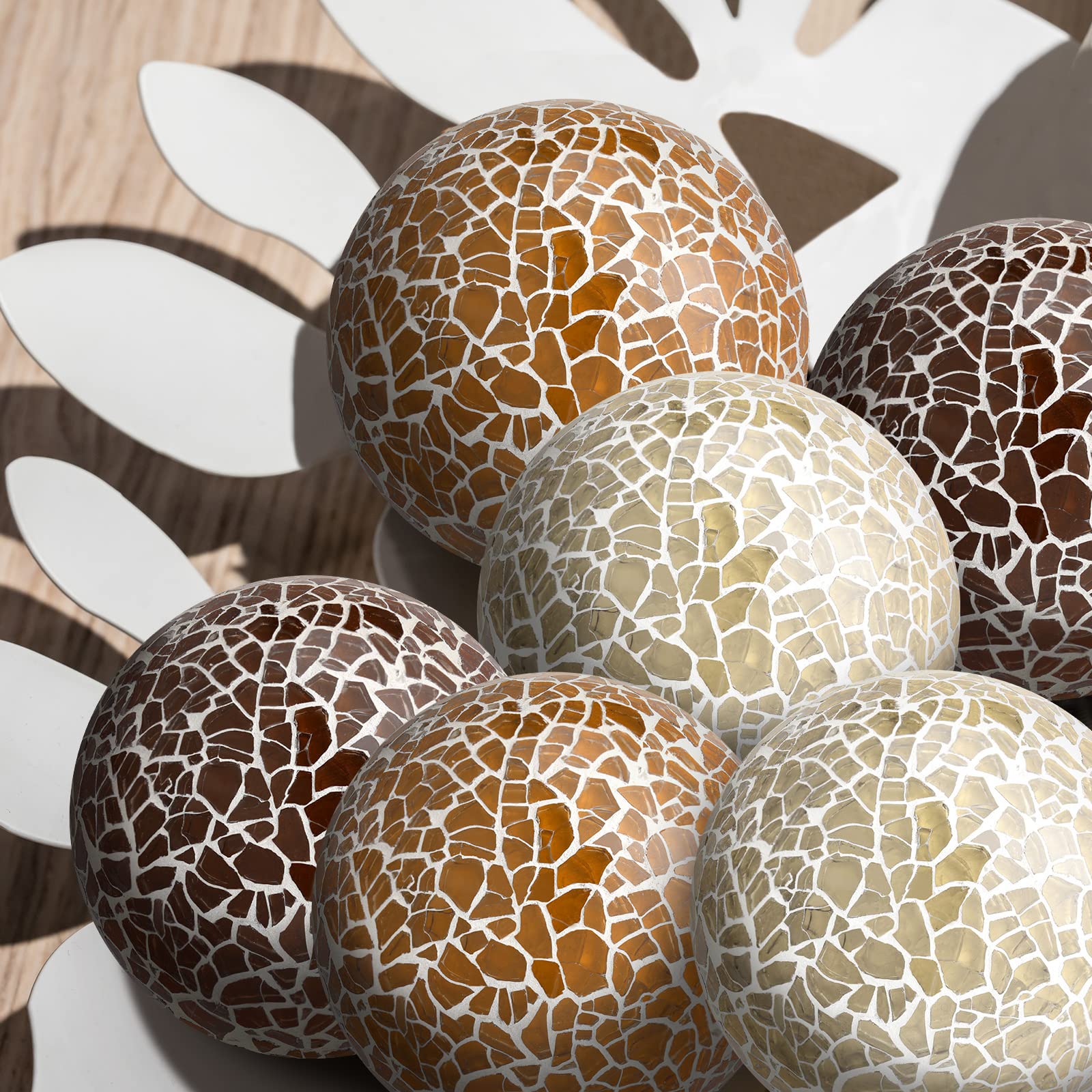 Vesici decorative orbs displayed in bowls or trays for elegant displays