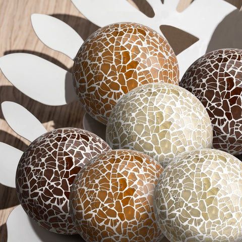 Vesici decorative orbs displayed in bowls or trays for elegant displays