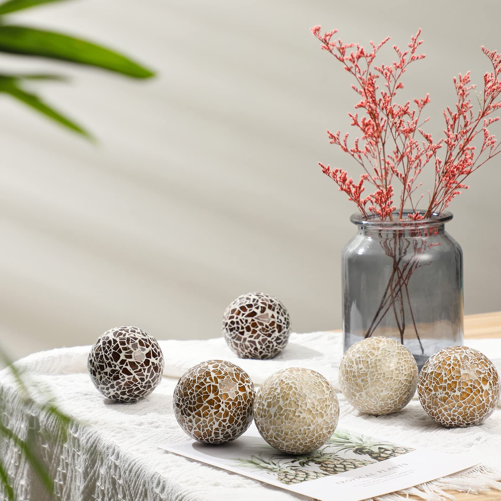 Vesici mosaic sphere balls white glass orbs for a clean modern touch