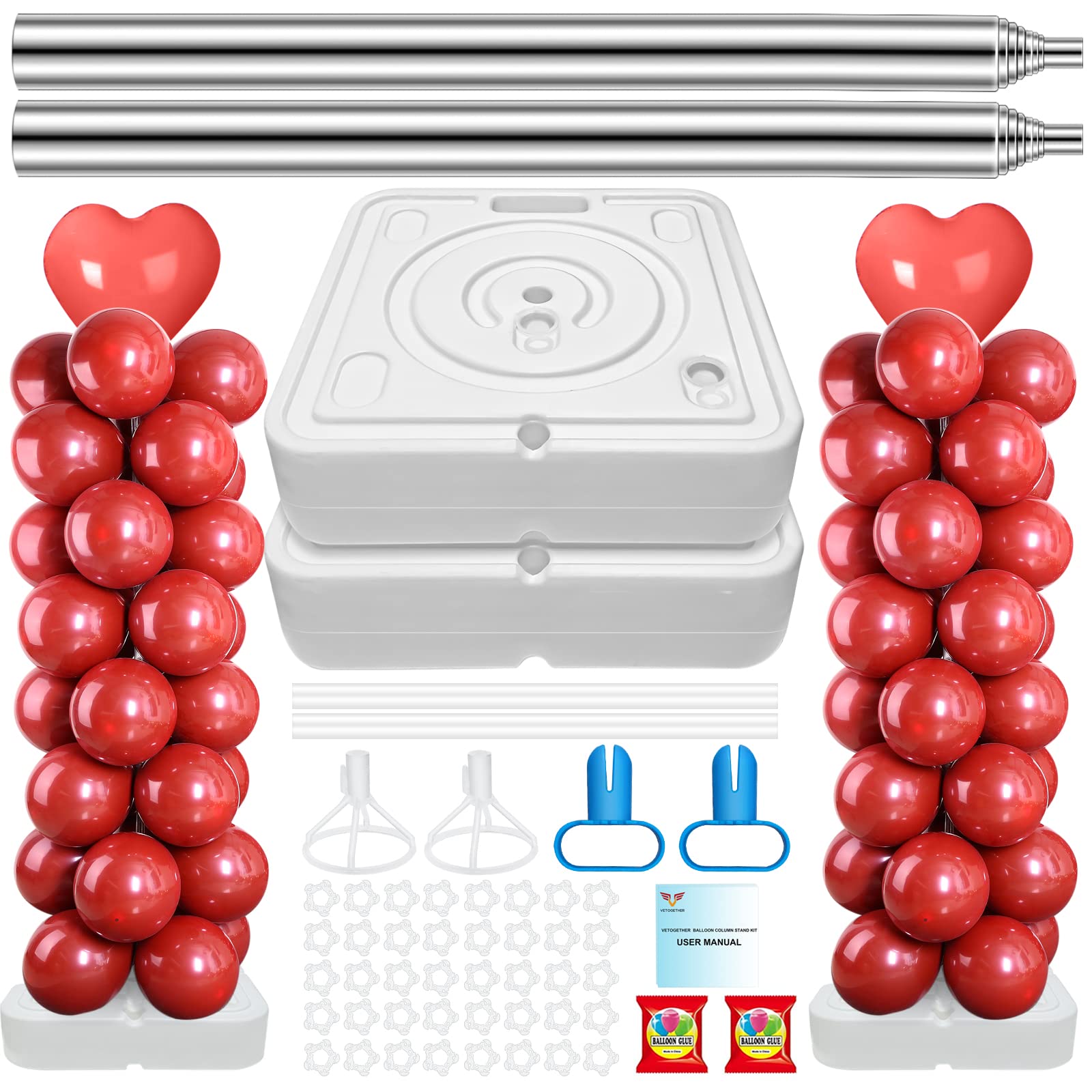 VETOGETHER balloon column base-heavy ensures sturdy setup for outdoor decorating
