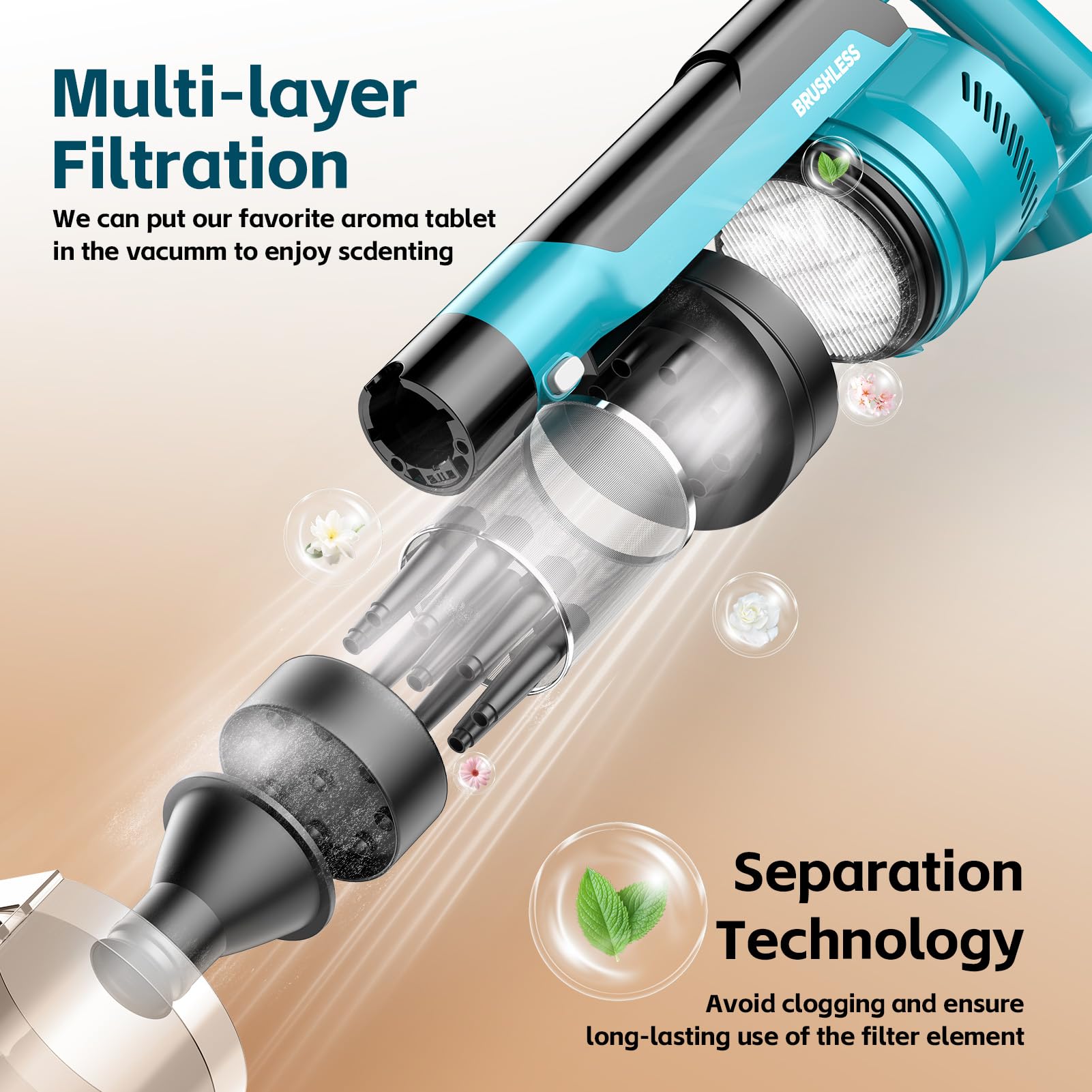 Veubew 6-in-1 attachments expand cleaning options on multiple surfaces.