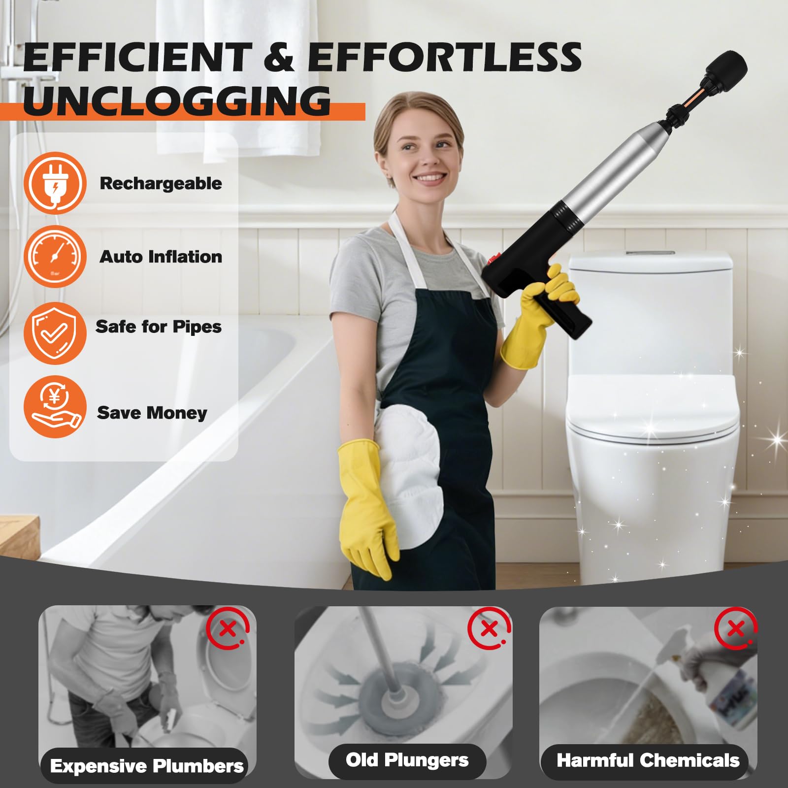 VEUIEIZT drain auger and snakes tackle clogs chemically-free
