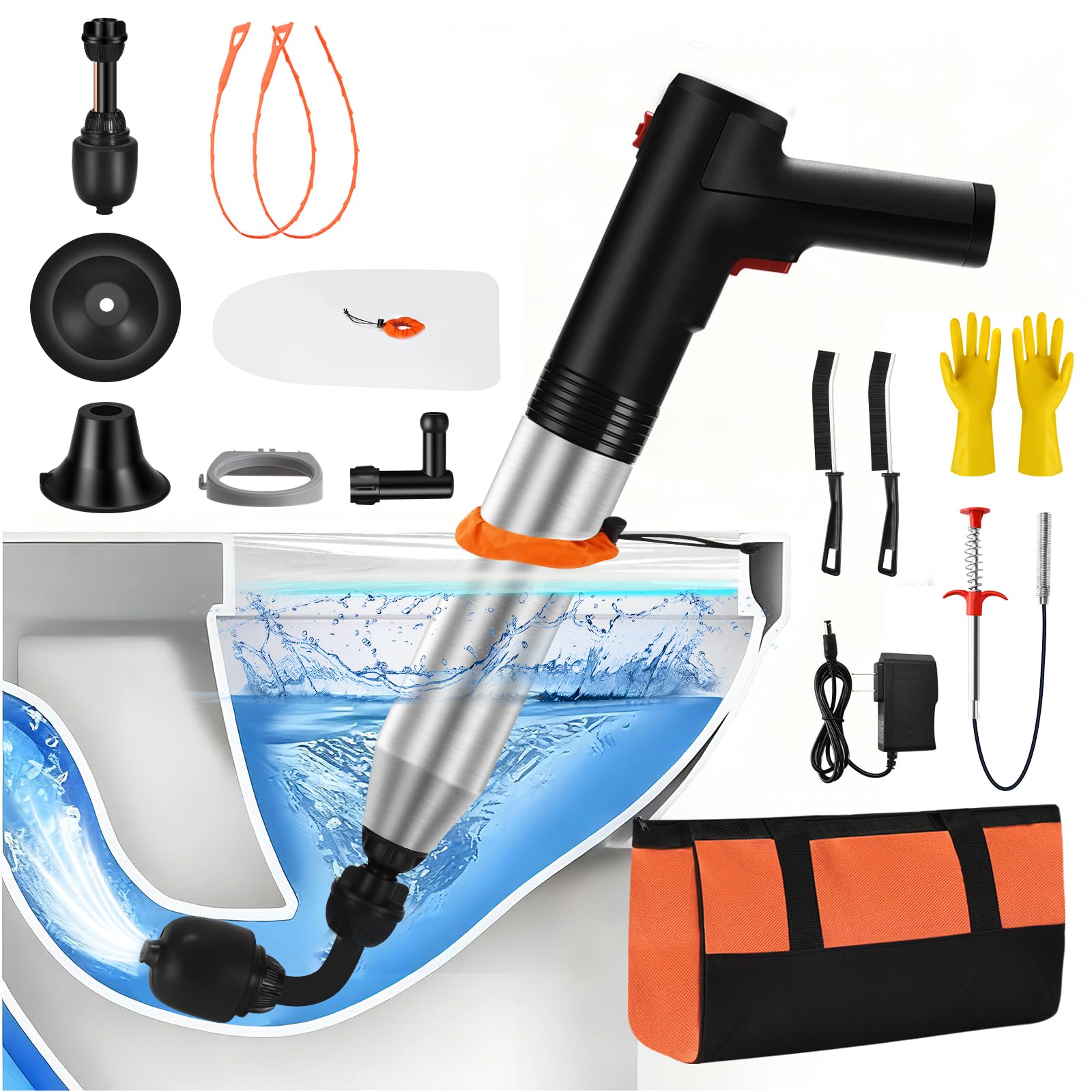 VEUIEIZT electric plunger head seals toilets for mess-free unclogging