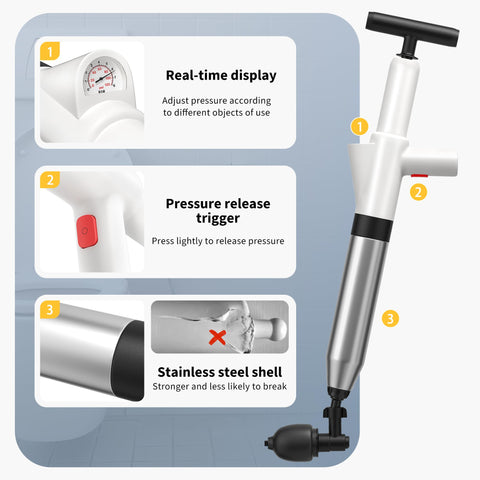 VEUIEIZT plunger heads three ways enable tackling different clogs easily.