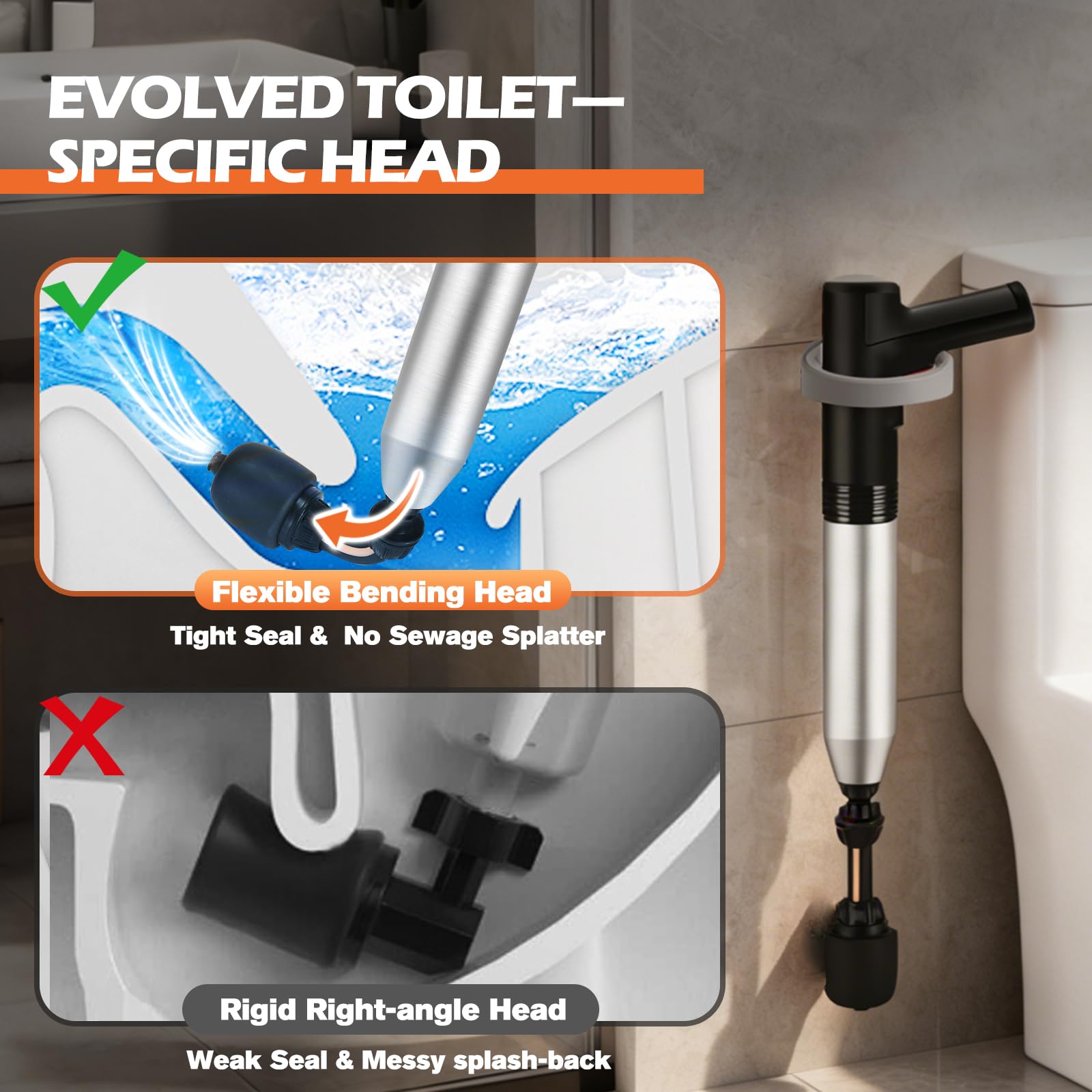 VEUIEIZT three plunger heads kit for multiple drains