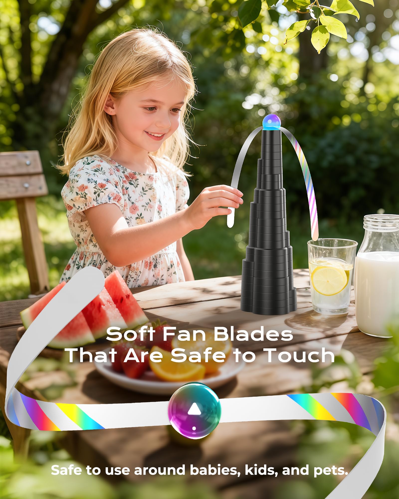 VEUIEIZT fly fan with hanging hook for flexible placement.