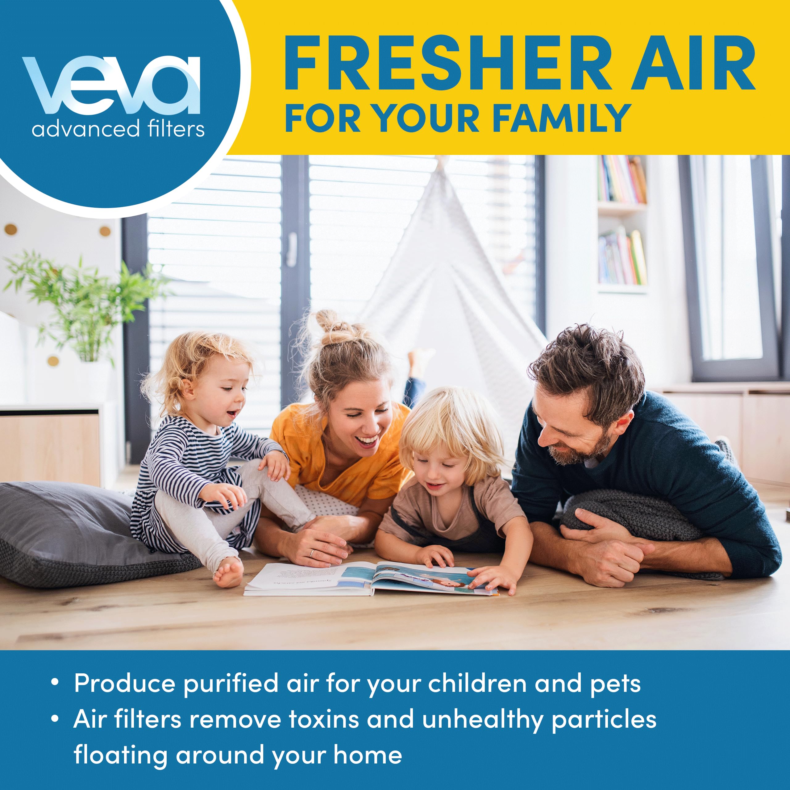 VEVA 8000 Elite Pro in-use living room demonstrates cleaner air.