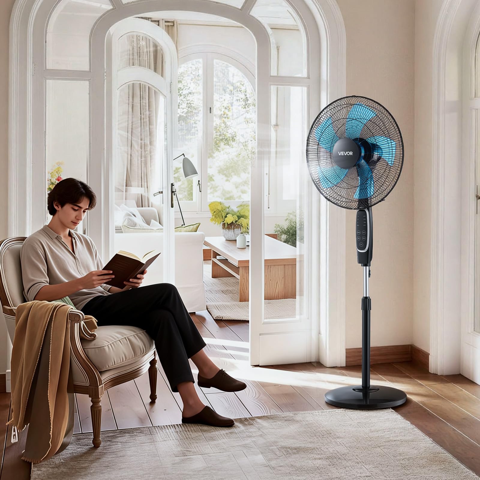 VEVOR 18-Inch Pedestal Fan reinforced grille for safe operation