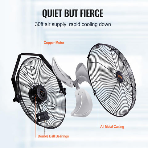 VEVOR 18-inch wall fan 2-pack aluminum blades enable easy cleaning.