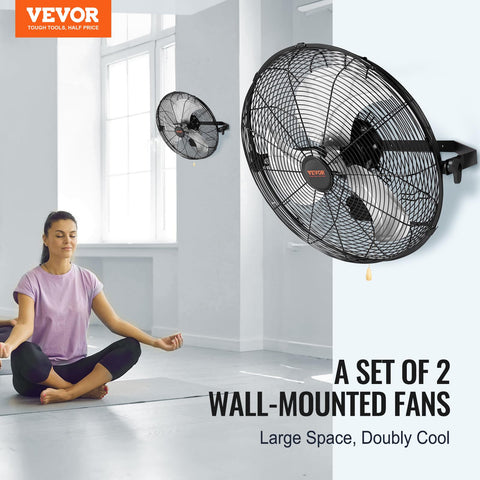 VEVOR 18-inch wall fan 2-pack side view shows compact mounting and powerful airflow.