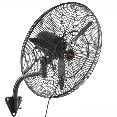 VEVOR 24-inch wall mount fan front view shows durable metal build for lasting cooling.