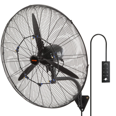 VEVOR 30-inch wall-mount misting fan assembly for easy outdoor cooling.