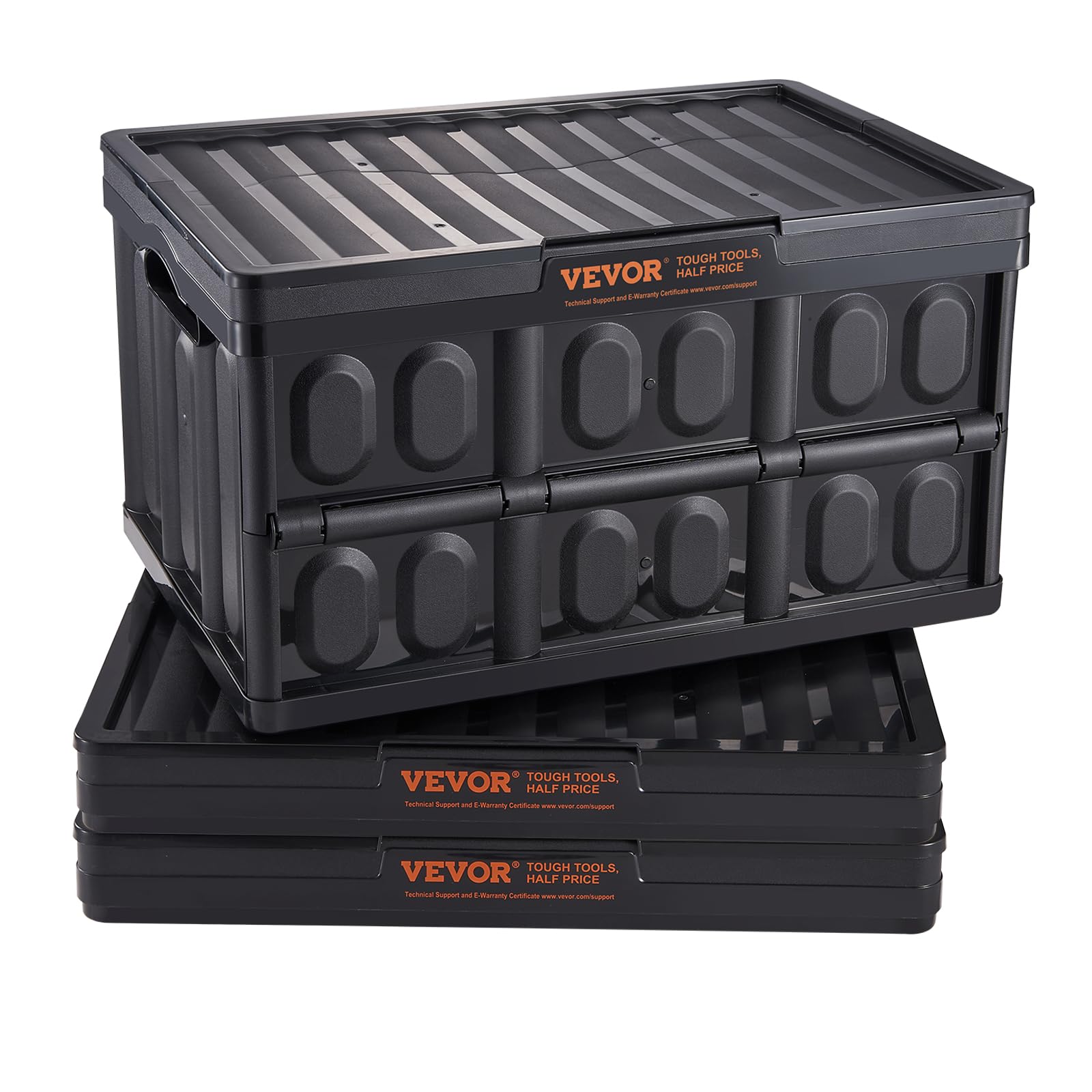 VEVOR 45L collapsible bin with lids open for quick access and organized sorting.