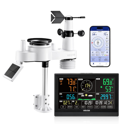 VEVOR 7-in-1 weather station with wifi display shows live data at a glance.