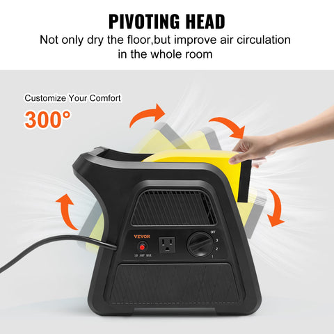 VEVOR accessory outlet enables chaining air movers for large spaces.