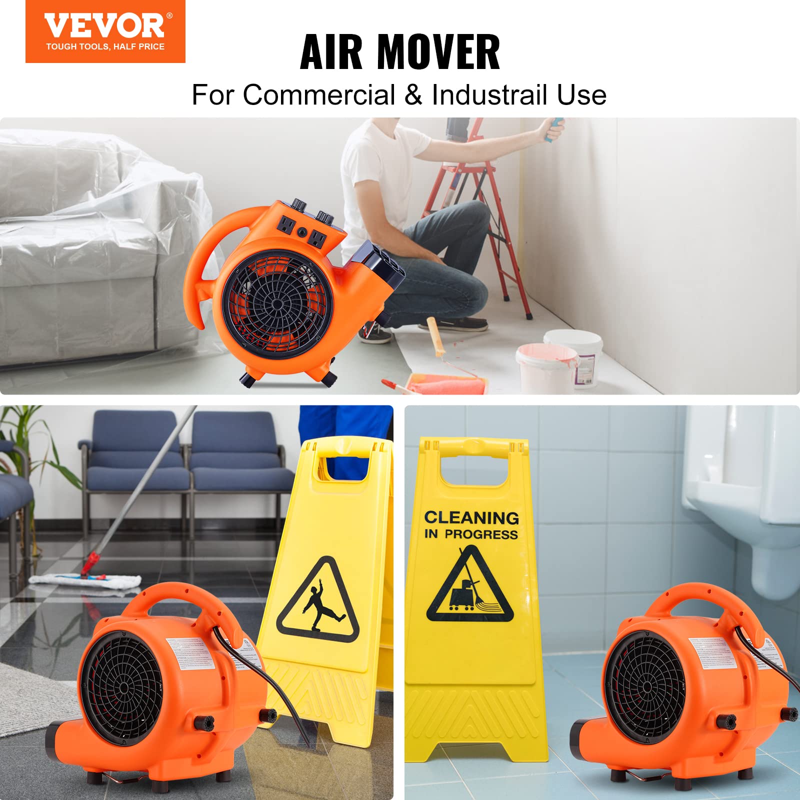 VEVOR Air Mover demonstrates four-angle adjustment for precise airflow direction
