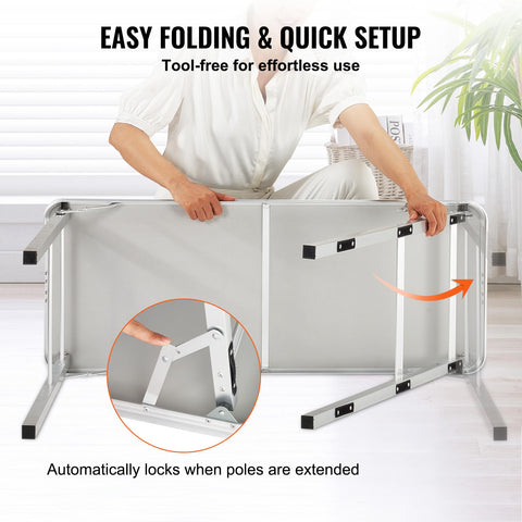 VEVOR aluminum frame detail emphasizes lightweight portability for quick transport.