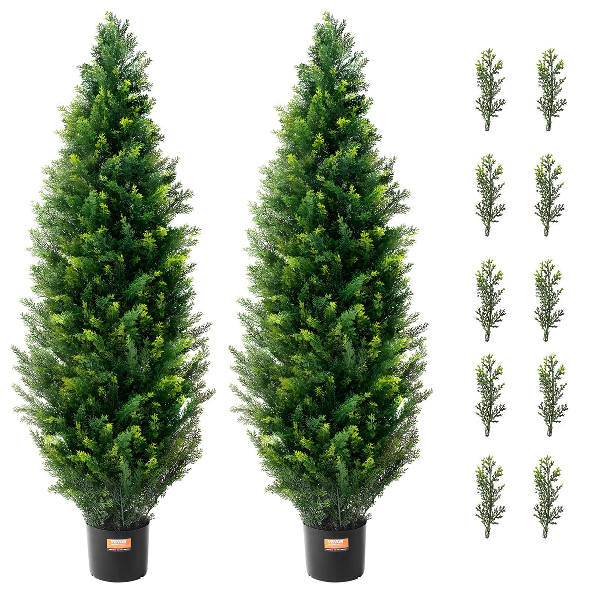 VEVOR artificial cedar tree 48-inch, full evergreen foliage for outdoor spaces.