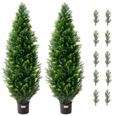 VEVOR artificial cedar tree 48-inch, full evergreen foliage for outdoor spaces.