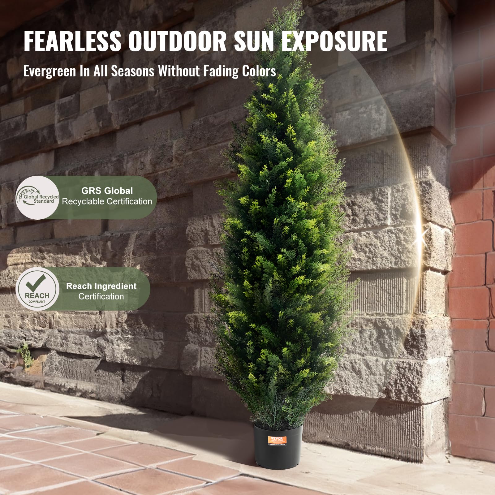 VEVOR two-pack cedar trees for versatile decor.
