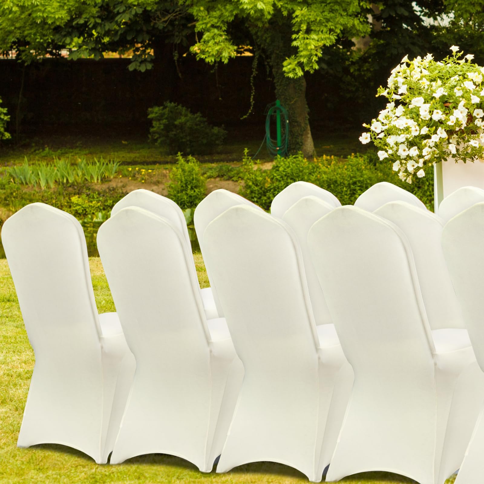 VEVOR beige chair covers protecting against spills, stains, and daily wear.