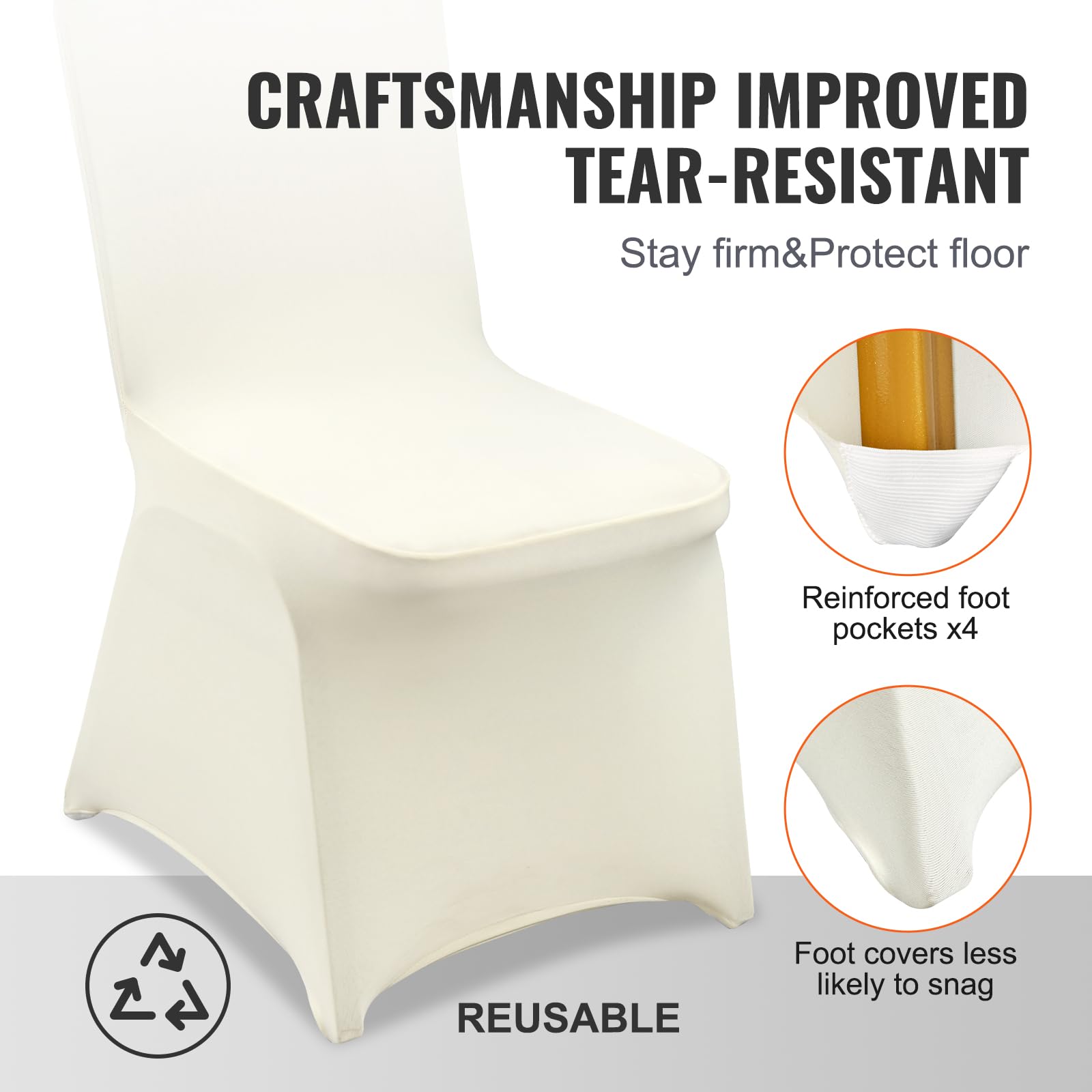 VEVOR beige chair covers machine-washable and easy to care for.