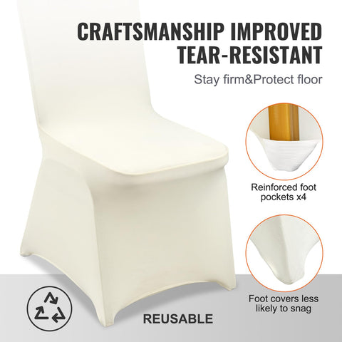 VEVOR beige chair covers machine-washable and easy to care for.