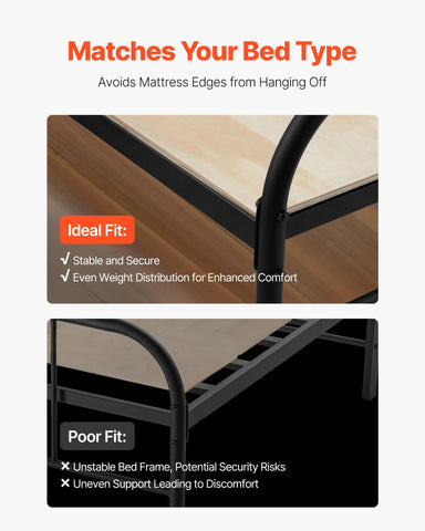 VEVOR bunkie board 0.4-inch thickness provides firm, reliable mattress support.
