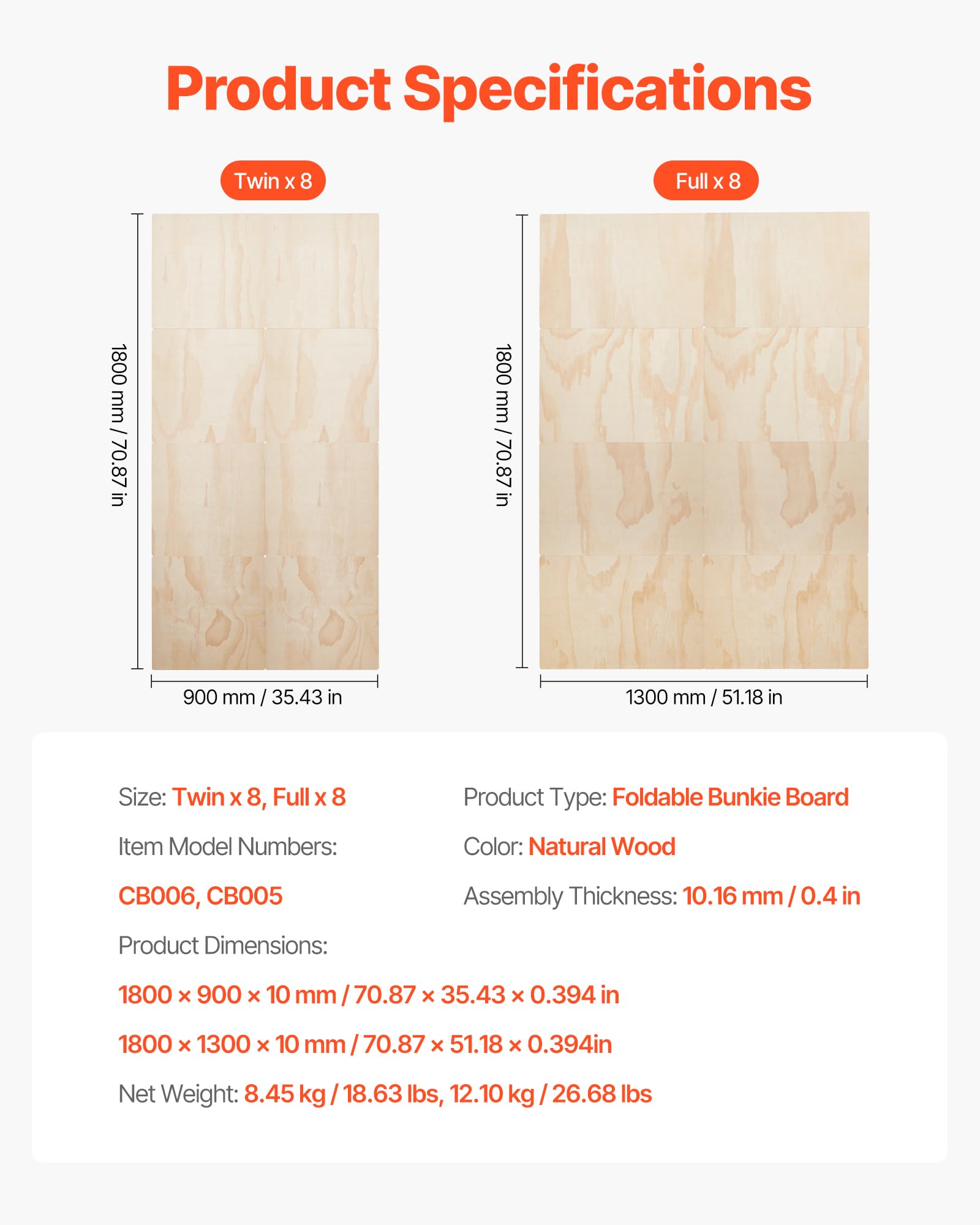 VEVOR bunkie board foldable design for easy storage and quick setup.