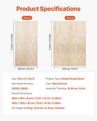 VEVOR bunkie board foldable design for easy storage and quick setup.